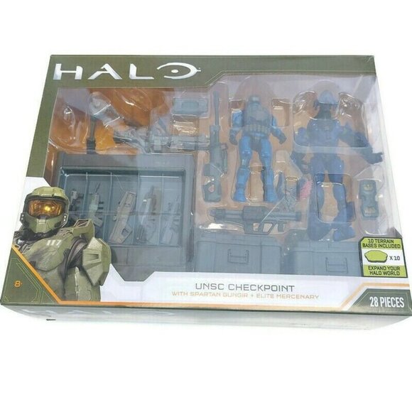 HALO UNSC Checkpoint w/ Spartan Gungir and Elite Mercenary Action Figure Set - Picture 1 of 5